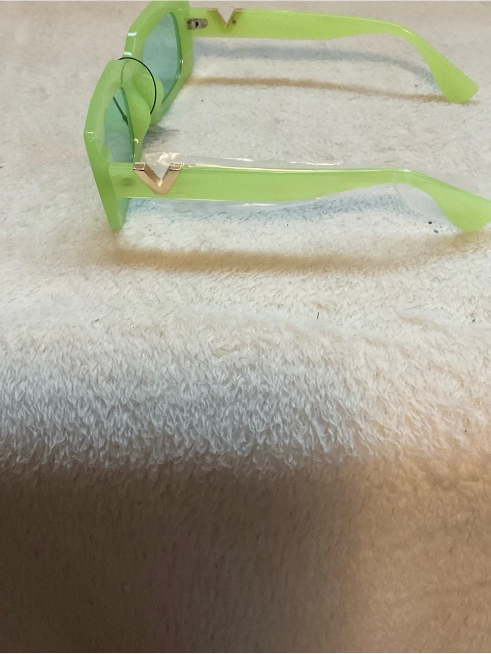 Neon Green Square Frame Sunglasses with Blue Lenses